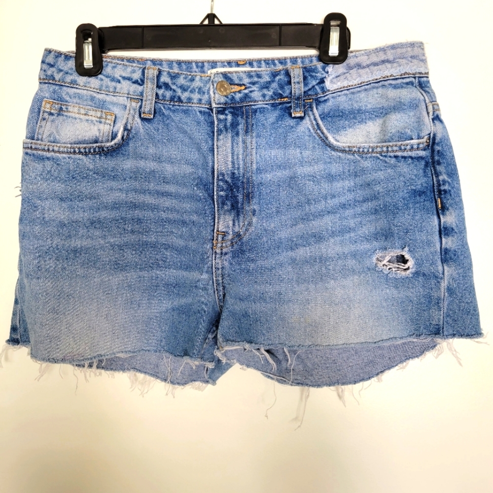 Zara Denim Distressed Shorts Hot Pants Size 8